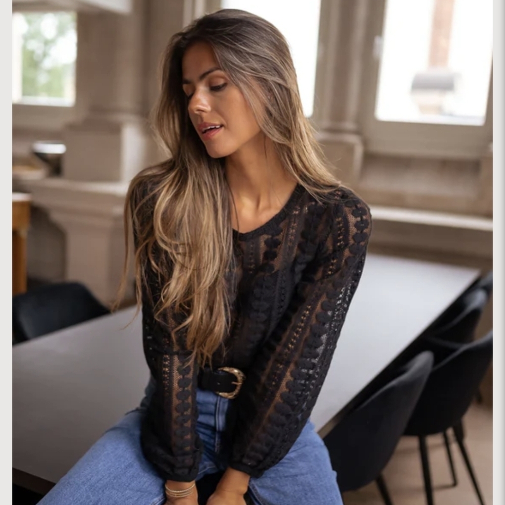 Chic Black Sheer Blouse